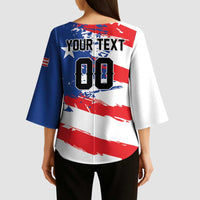 Custom Football 2026 Puerto Rico Kimono Sleeve Blouse Come On El Huracan Azul