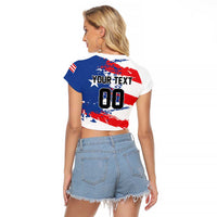 Custom Football 2026 Puerto Rico Raglan Cropped T Shirt Come On El Huracan Azul