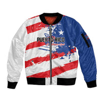 Custom Football 2026 Puerto Rico Sleeve Zip Bomber Jacket Come On El Huracan Azul