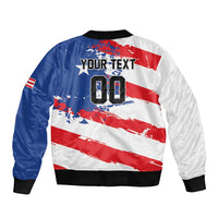 Custom Football 2026 Puerto Rico Sleeve Zip Bomber Jacket Come On El Huracan Azul