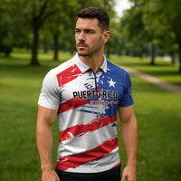 Custom Football 2026 Puerto Rico Zipper Polo Shirt Come On El Huracan Azul