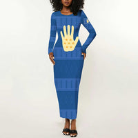 Kingdom of Loango Long Sleeve Bodycon Dress African Pattern Flag Stylized