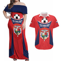 Personalized Panama 2024 Football Couples Matching Off Shoulder Maxi Dress and Hawaiian Shirt Go Los Canaleros - Wonder Print Shop
