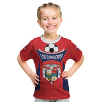 Personalized Panama 2024 Football Kid T Shirt Go Los Canaleros - Wonder Print Shop
