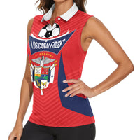 Personalized Panama 2024 Football Women Sleeveless Polo Shirt Go Los Canaleros - Wonder Print Shop