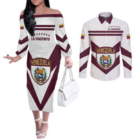 Personalized Venezuela 2024 Football Couples Matching Off The Shoulder Long Sleeve Dress and Long Sleeve Button Shirt Mano tengo fe La Vinotinto