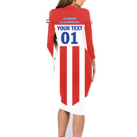 Personalized Paraguay 2024 Football Family Matching Long Sleeve Bodycon Dress and Hawaiian Shirt Come On La Albirroja - Wonder Print Shop