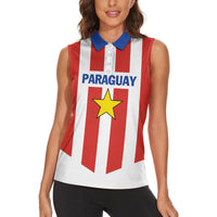 Personalized Paraguay 2024 Football Women Sleeveless Polo Shirt Come On La Albirroja - Wonder Print Shop