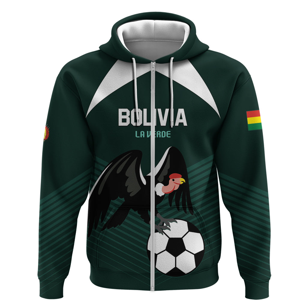 Personalized Bolivia 2024 Football Zip Hoodie La Verd Go Champion