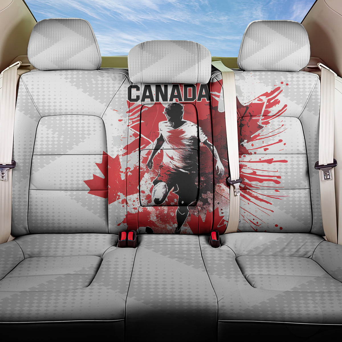 Canada 2024 Soccer Back Car Seat Cover Canadian Player Maple Leaf