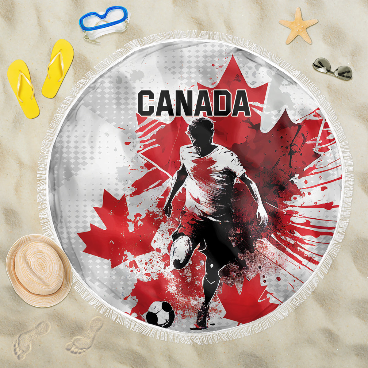 Canada 2024 Soccer Beach Blanket Canadian Player Maple Leaf