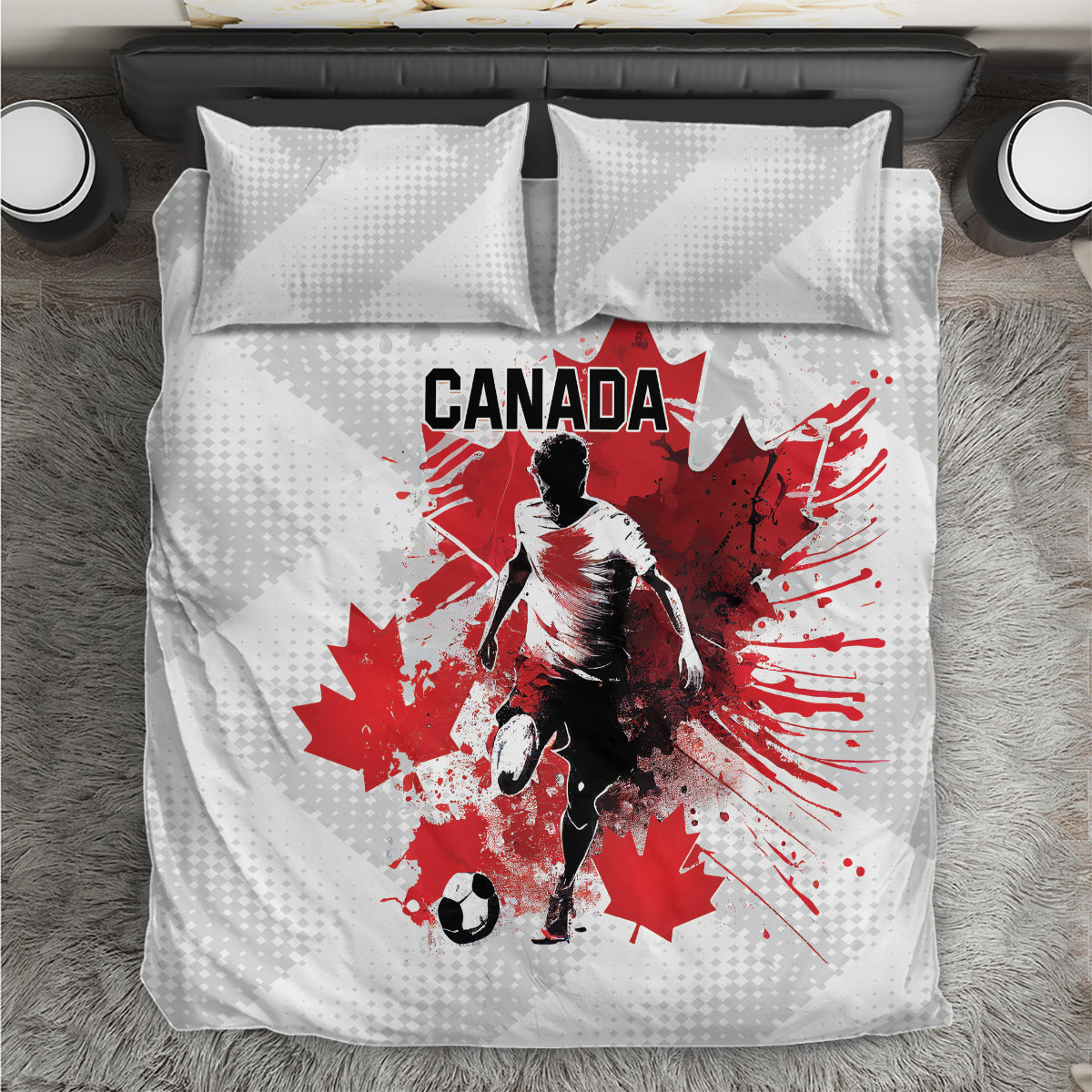 Canada 2024 Soccer Bedding Set Canadian Player Maple Leaf