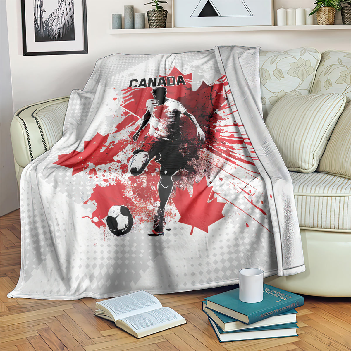 Canada 2024 Soccer Blanket Canadian Player Maple Leaf