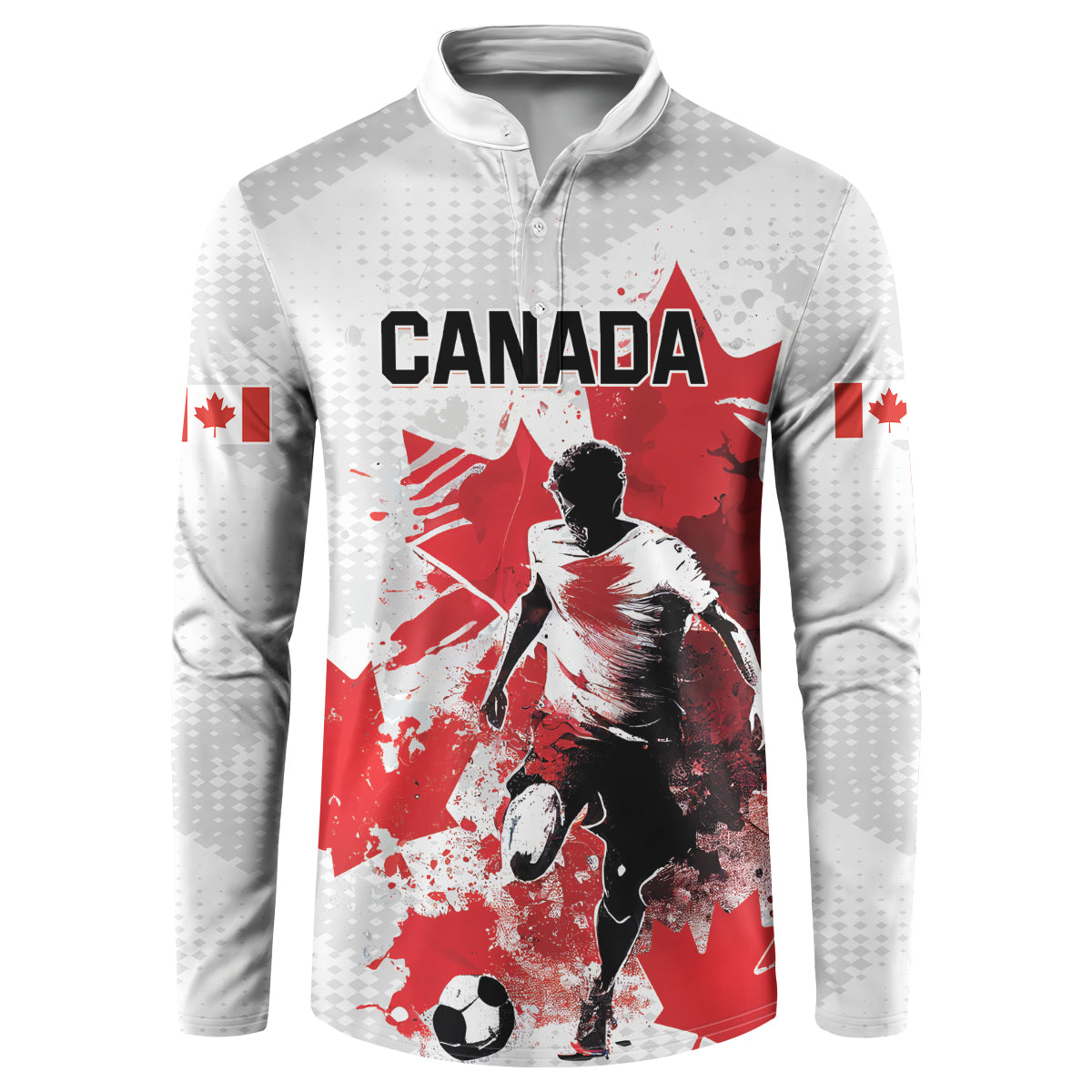Personalized Canada 2024 Soccer Button Sweatshirt Canadian Player Maple Leaf