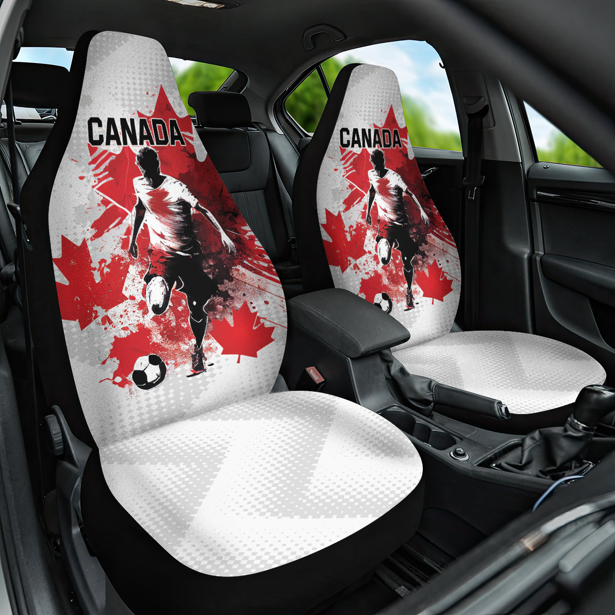 Canada 2024 Soccer Car Seat Cover Canadian Player Maple Leaf
