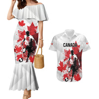 Personalized Canada 2024 Soccer Couples Matching Mermaid Dress and Hawaiian Shirt Canadian Player Maple Leaf - Wonder Print Shop