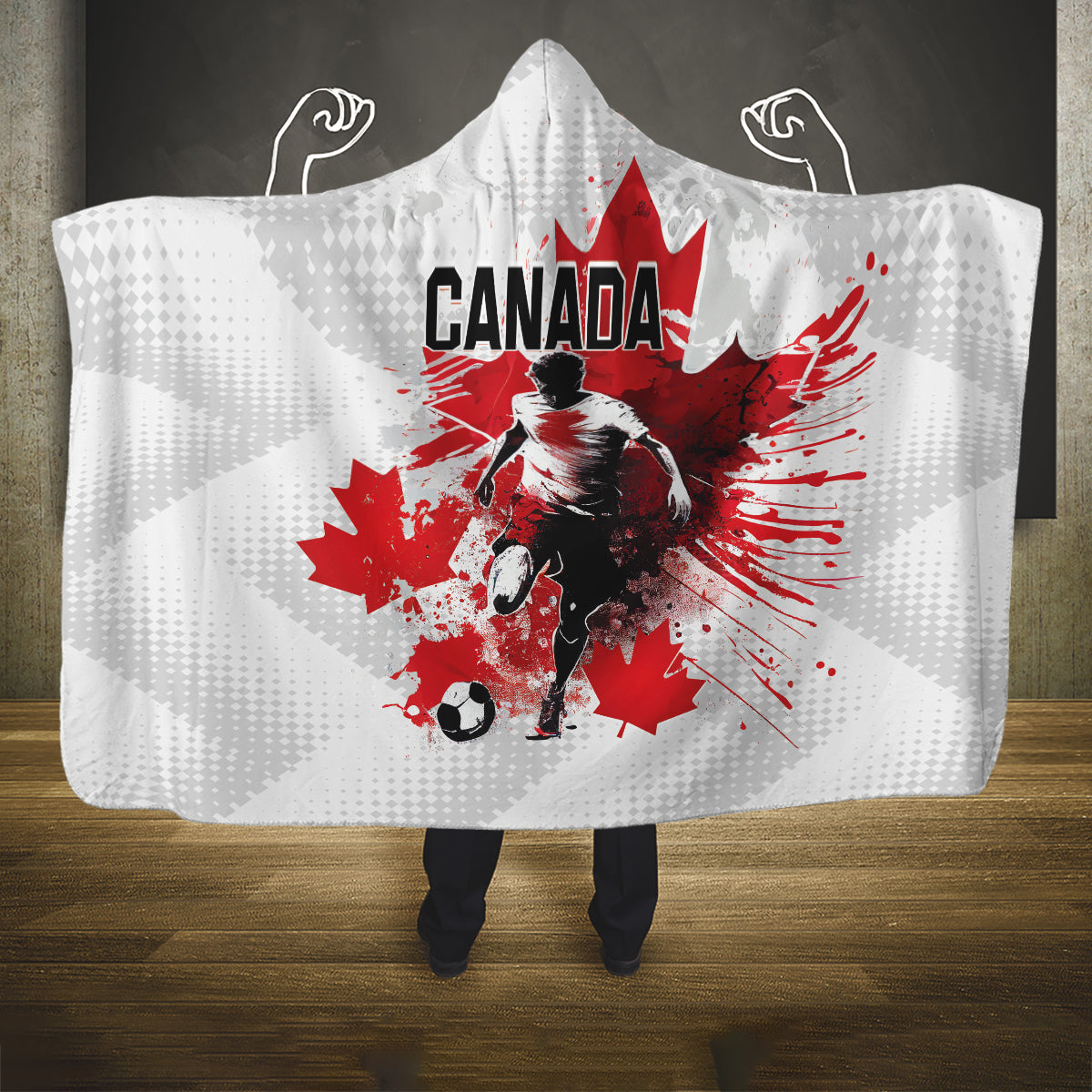 Canada 2024 Soccer Hooded Blanket Canadian Player Maple Leaf