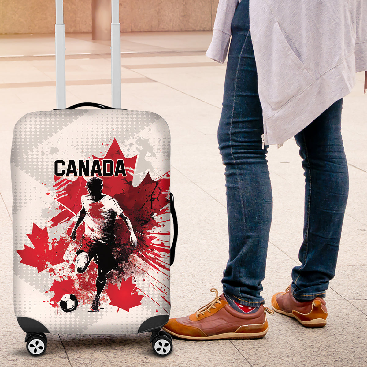 Canada 2024 Soccer Luggage Cover Canadian Player Maple Leaf