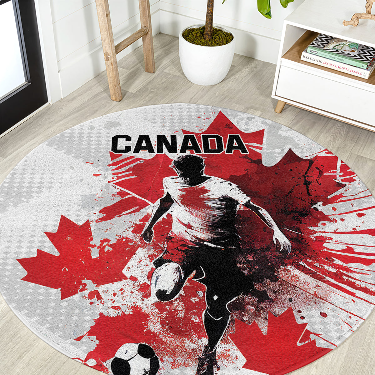 Canada 2024 Soccer Round Carpet Canadian Player Maple Leaf