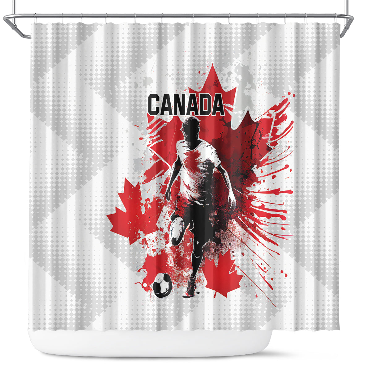 Canada 2024 Soccer Shower Curtain Canadian Player Maple Leaf