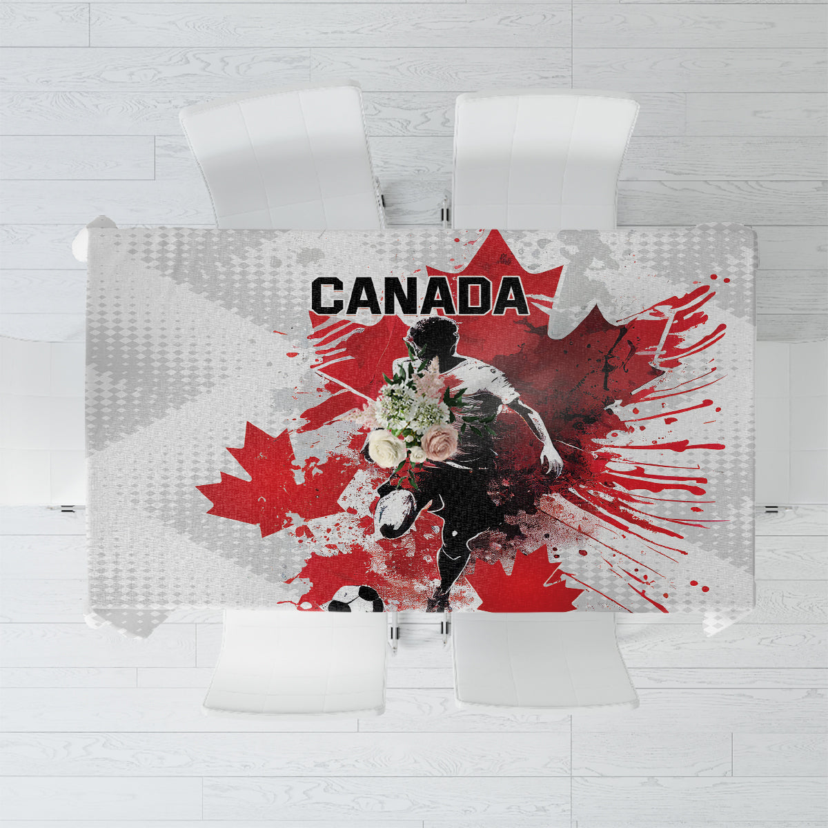 Canada 2024 Soccer Tablecloth Canadian Player Maple Leaf