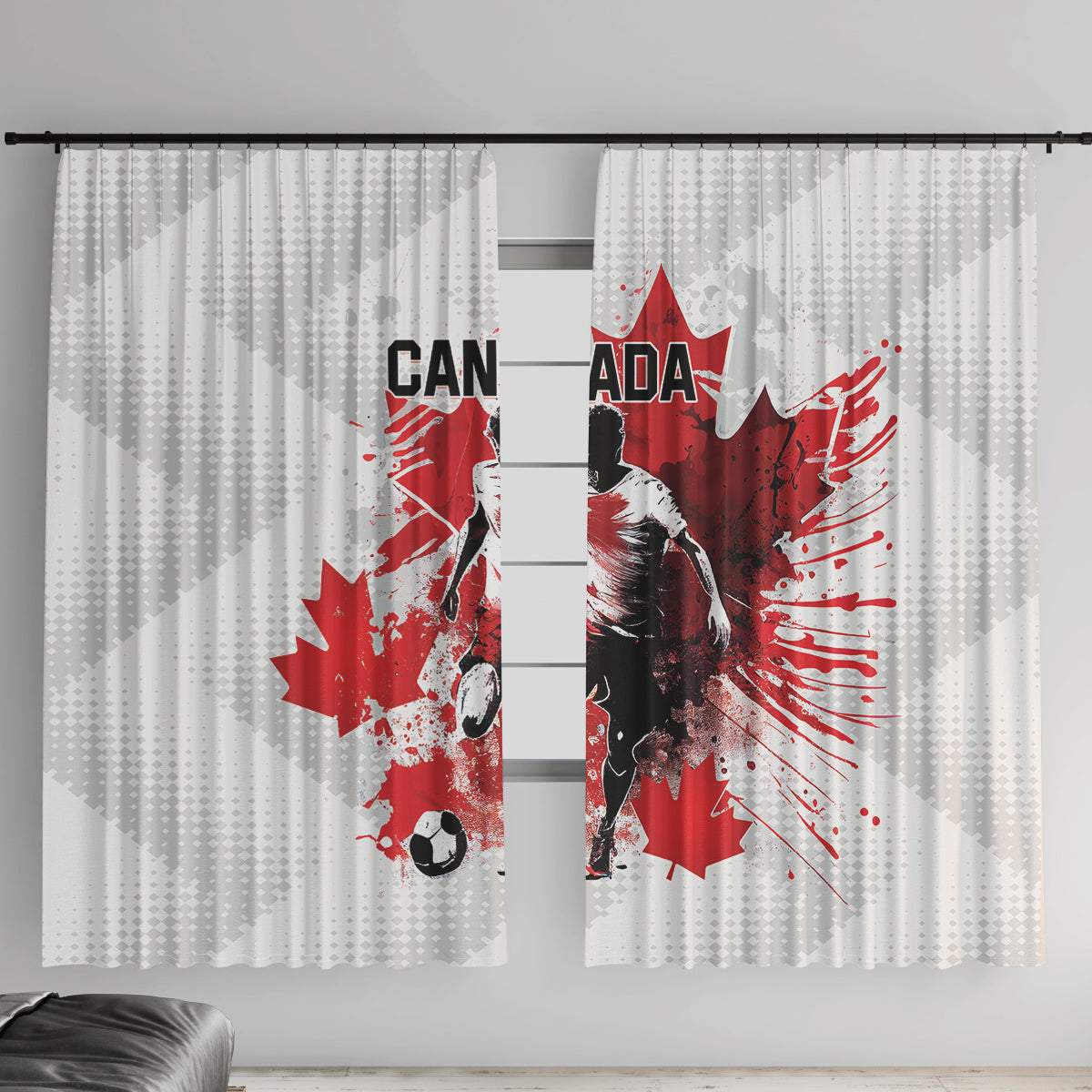 Canada 2024 Soccer Window Curtain Canadian Player Maple Leaf