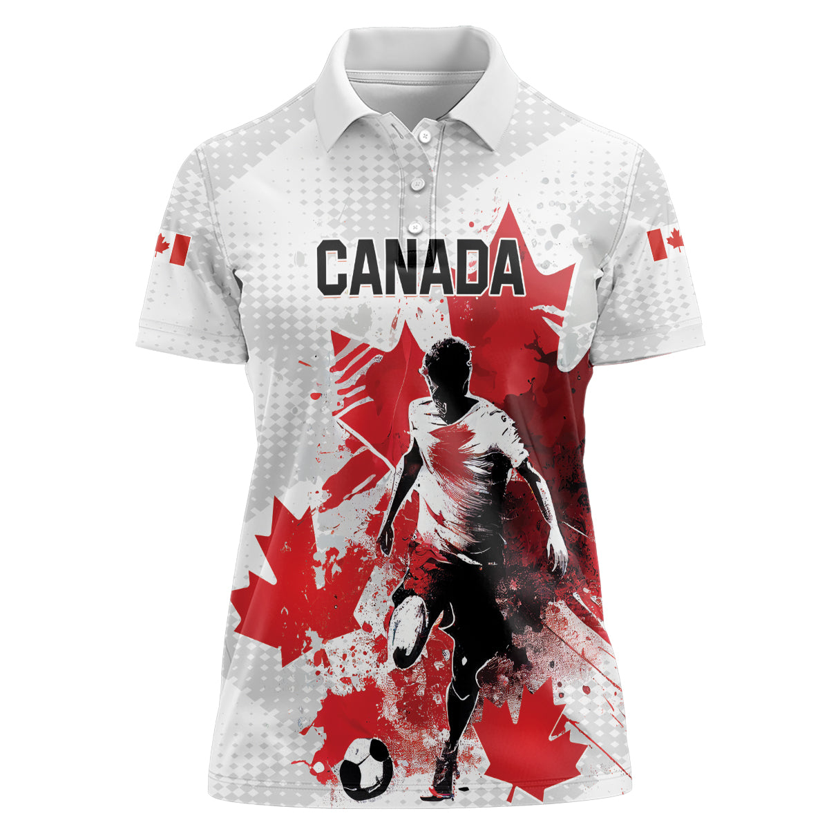 Personalized Canada 2024 Soccer Women Polo Shirt Canadian Player Maple Leaf
