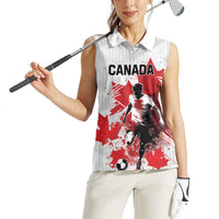 Personalized Canada 2024 Soccer Women Sleeveless Polo Shirt Canadian Player Maple Leaf - Wonder Print Shop