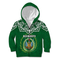 Custom Djibouti Kid Hoodie Jabuuti Emblem With Islamic Floral Circle - Wonder Print Shop