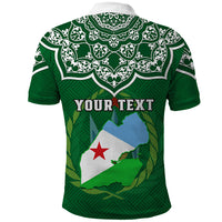 Custom Djibouti Polo Shirt Jabuuti Emblem With Islamic Floral Circle - Wonder Print Shop