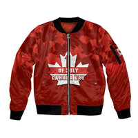1 July Canada Independence Day Sleeve Zip Bomber Jacket Canadian Maple Leaf Happy 156th Anniversary - Wonder Print Shop