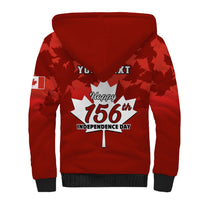 Custom 1 July Canada Independence Day Sherpa Hoodie Canadian Maple Leaf Happy 156th Anniversary - Wonder Print Shop