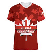 Custom 1 July Canada Independence Day Women V Neck T Shirt Canadian Maple Leaf Happy 156th Anniversary - Wonder Print Shop