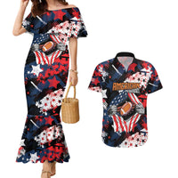 Custom American Football Grunge Couples Matching Mermaid Dress and Hawaiian Shirt Special Version - Wonder Print Shop