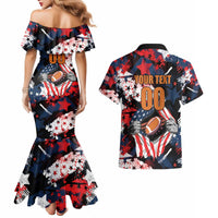 Custom American Football Grunge Couples Matching Mermaid Dress and Hawaiian Shirt Special Version - Wonder Print Shop