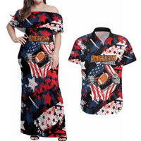 Custom American Football Grunge Couples Matching Off Shoulder Maxi Dress and Hawaiian Shirt Special Version - Wonder Print Shop