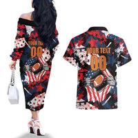 Custom American Football Grunge Couples Matching Off The Shoulder Long Sleeve Dress and Hawaiian Shirt Special Version - Wonder Print Shop
