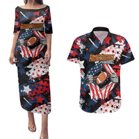 Custom American Football Grunge Couples Matching Puletasi and Hawaiian Shirt Special Version - Wonder Print Shop