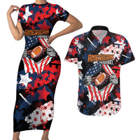Custom American Football Grunge Couples Matching Short Sleeve Bodycon Dress and Hawaiian Shirt Special Version - Wonder Print Shop