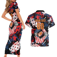 Custom American Football Grunge Couples Matching Short Sleeve Bodycon Dress and Hawaiian Shirt Special Version - Wonder Print Shop