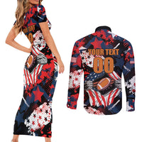 Custom American Football Grunge Couples Matching Short Sleeve Bodycon Dress and Long Sleeve Button Shirt Special Version - Wonder Print Shop