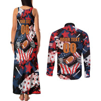 Custom American Football Grunge Couples Matching Tank Maxi Dress and Long Sleeve Button Shirt Special Version - Wonder Print Shop