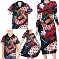 Custom American Football Grunge Family Matching Long Sleeve Bodycon Dress and Hawaiian Shirt Special Version - Wonder Print Shop