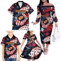 Custom American Football Grunge Family Matching Off The Shoulder Long Sleeve Dress and Hawaiian Shirt Special Version - Wonder Print Shop