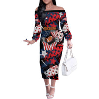 Custom American Football Grunge Family Matching Off The Shoulder Long Sleeve Dress and Hawaiian Shirt Special Version - Wonder Print Shop