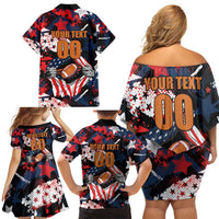 Custom American Football Grunge Family Matching Off Shoulder Short Dress and Hawaiian Shirt Special Version - Wonder Print Shop