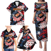 Custom American Football Grunge Family Matching Puletasi and Hawaiian Shirt Special Version - Wonder Print Shop