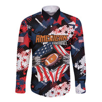Custom American Football Grunge Long Sleeve Button Shirt Special Version - Wonder Print Shop