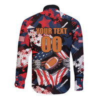 Custom American Football Grunge Long Sleeve Button Shirt Special Version - Wonder Print Shop