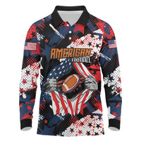 Custom American Football Grunge Long Sleeve Polo Shirt Special Version - Wonder Print Shop